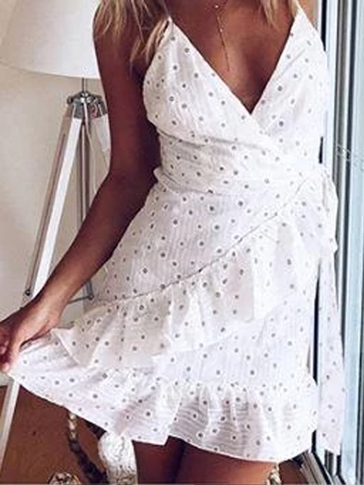 Sexy Swing Polka Dots Sleeveless Casual Dresses