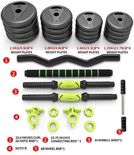 PIN JIAN Dumbbell Barbell Adjustable 5/10/15/20/44/66 Weights Dumbbell Set with NO Slip Hand Dumbbell