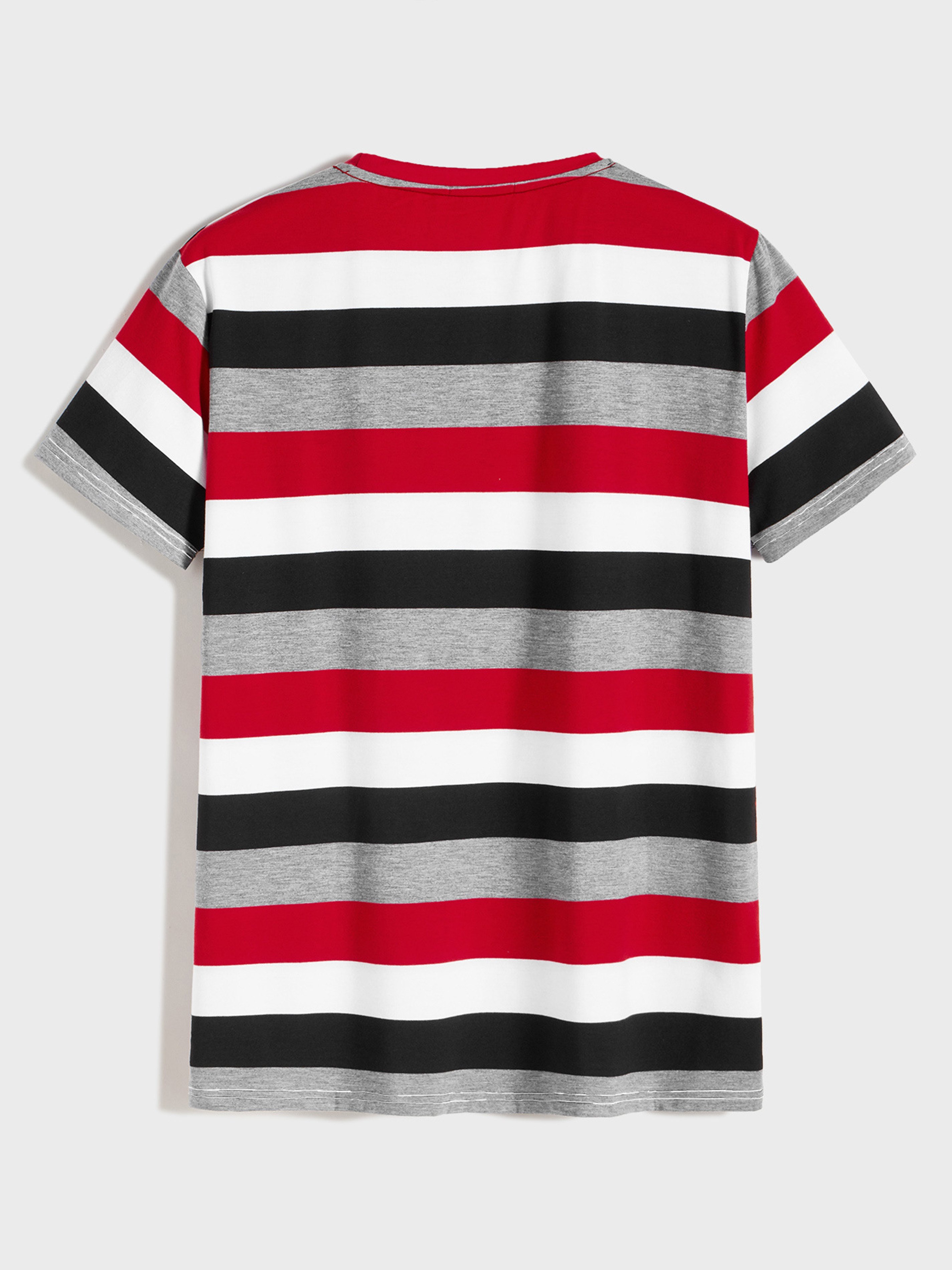 Men's Color Block Striped Round Neck Tee
