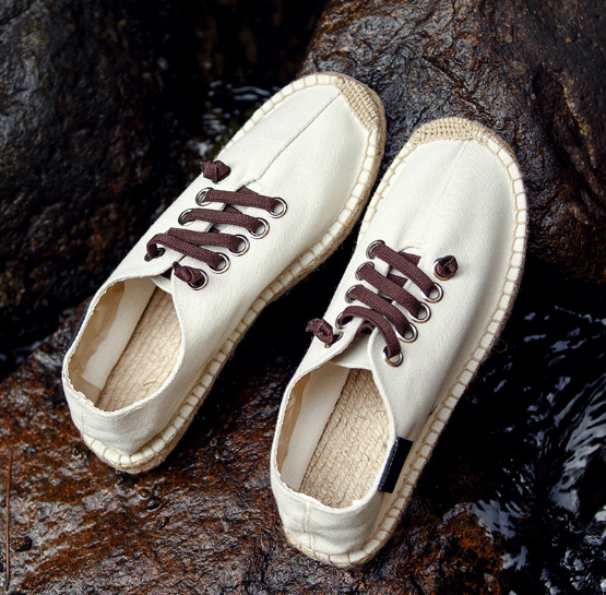 Plus Size Unisex Canvas Flat Heel Stitching Shoes Daily Solid Color Spring/Fall Lace Flats