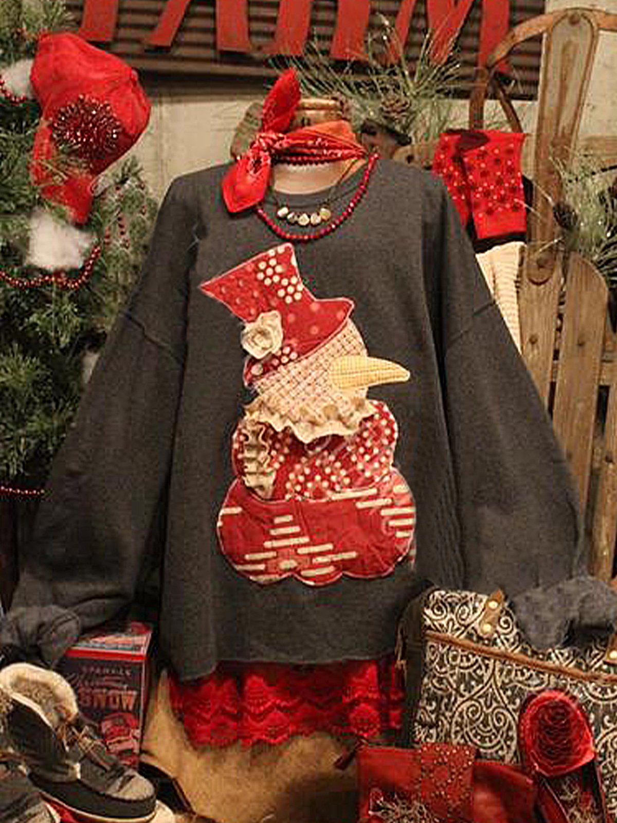 Christmas loose long sleeve printed sweatshirt