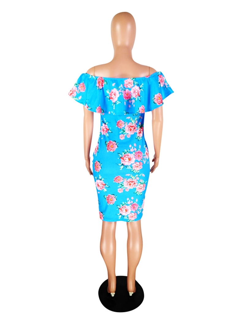 Floral Print Off Shoulder Bodycon Dress