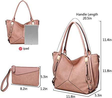 KEYLI Women Handbags Faux Leather Hobo Shoulder Bag Fashion Tote, A Black