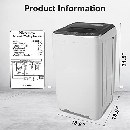 Full-Automatic Washing Machine with Drain Pump, 2-in-1 Compact Laundry Washer