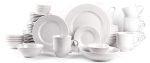 Pearl Dots Stoneware Dinnerware Set (56pc Set, White)