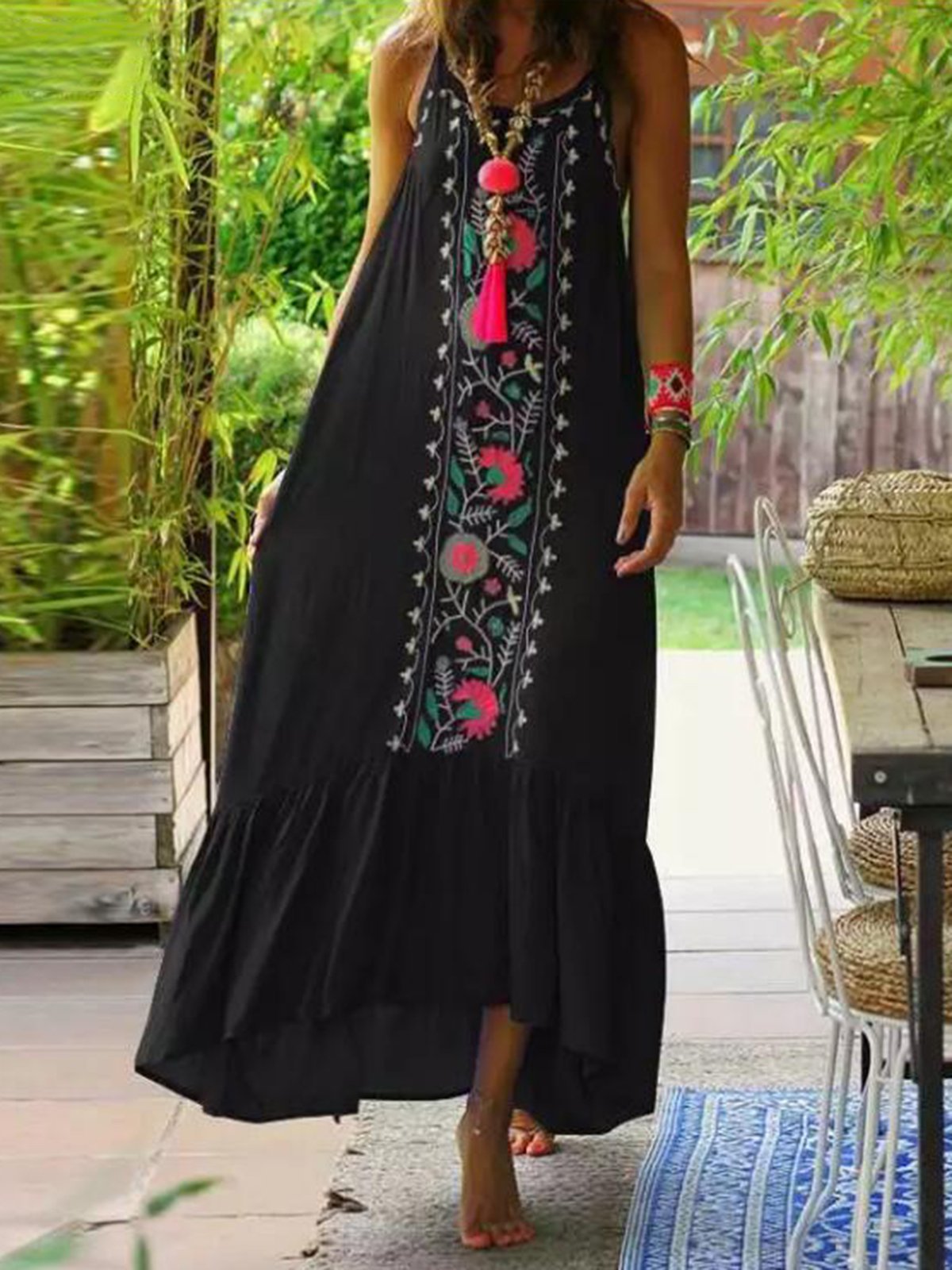 Sleeveless Holiday V Neck Maxi Dresses