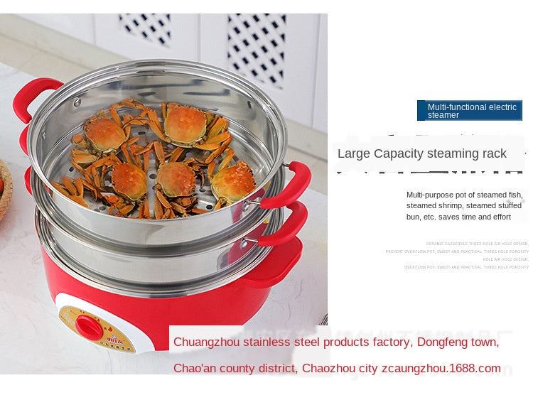 Stainless Steel Electric Food Steamer Pot Stainless  Pan Rice Bun Steamer Steam Cooker Instant