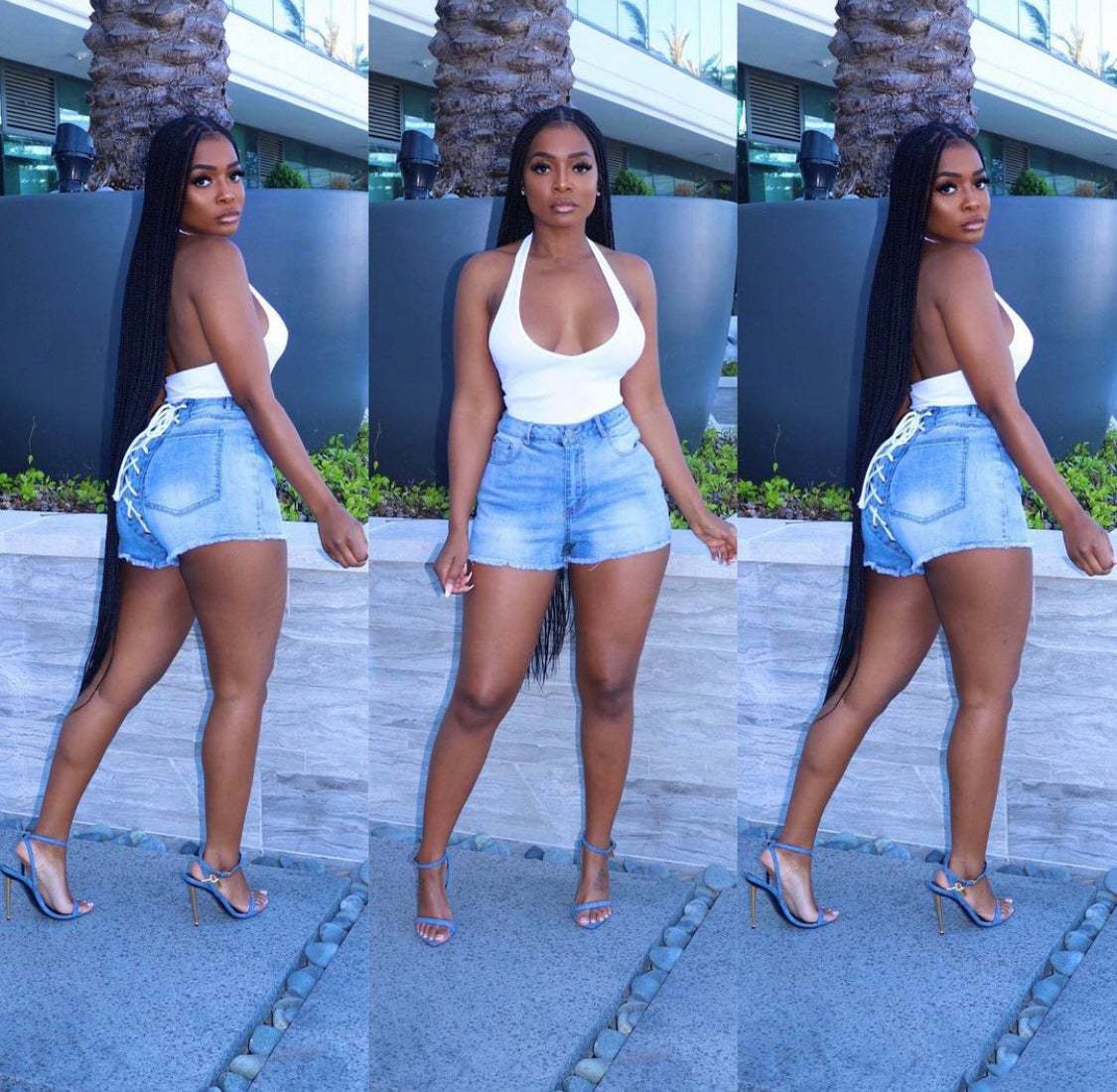 new style back strap jeans shorts 946