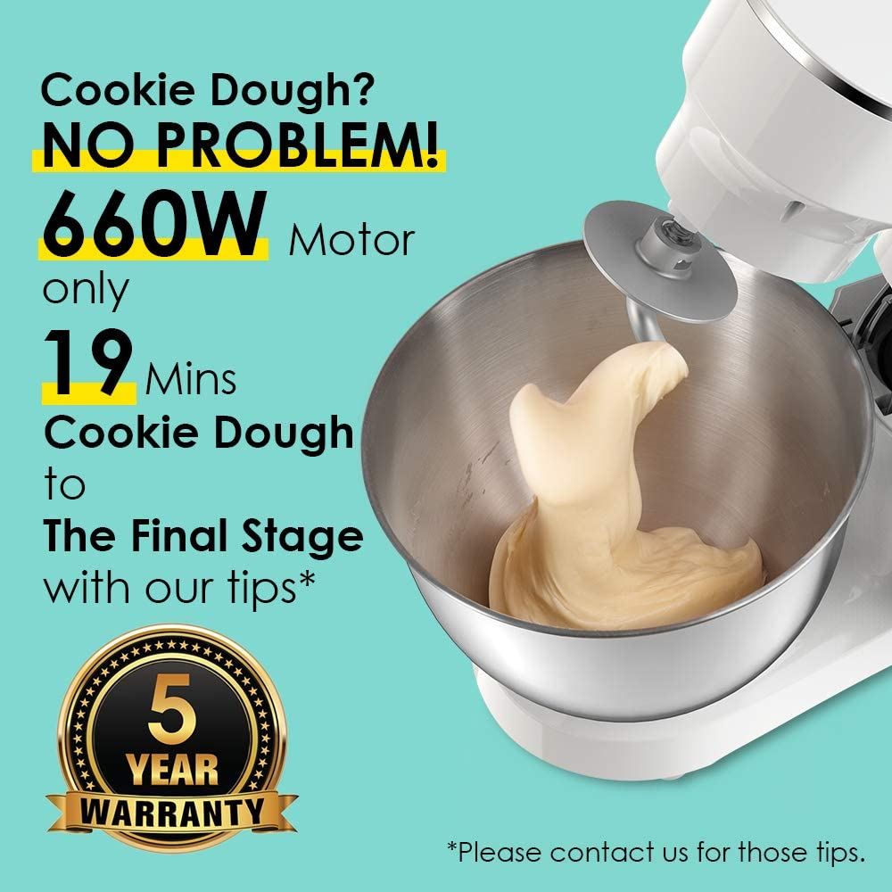 9.5 Qt. Electric Kitchen Mixer with Dishwasher-Safe Dough Hooks, Flat Beaters, 9.5QT / CREAM WHITE