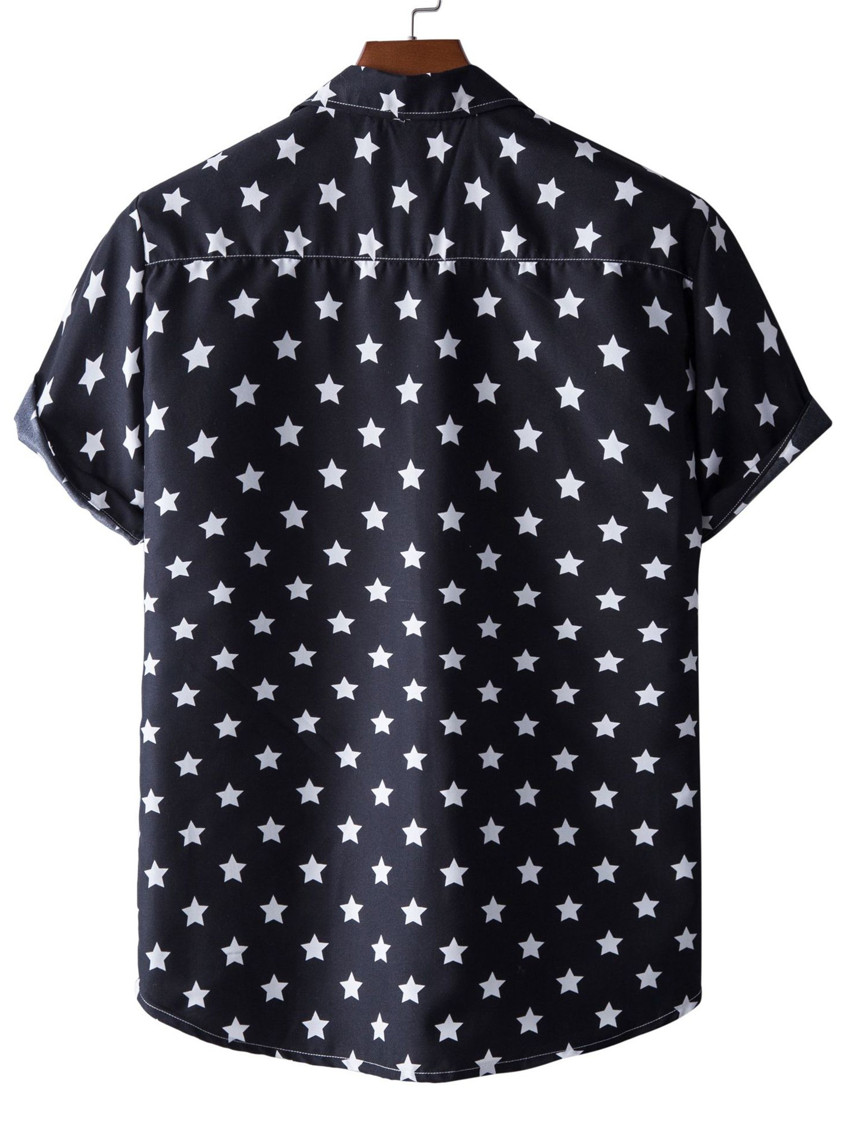 Men's Star Print Button Short Sleeve Shirt
