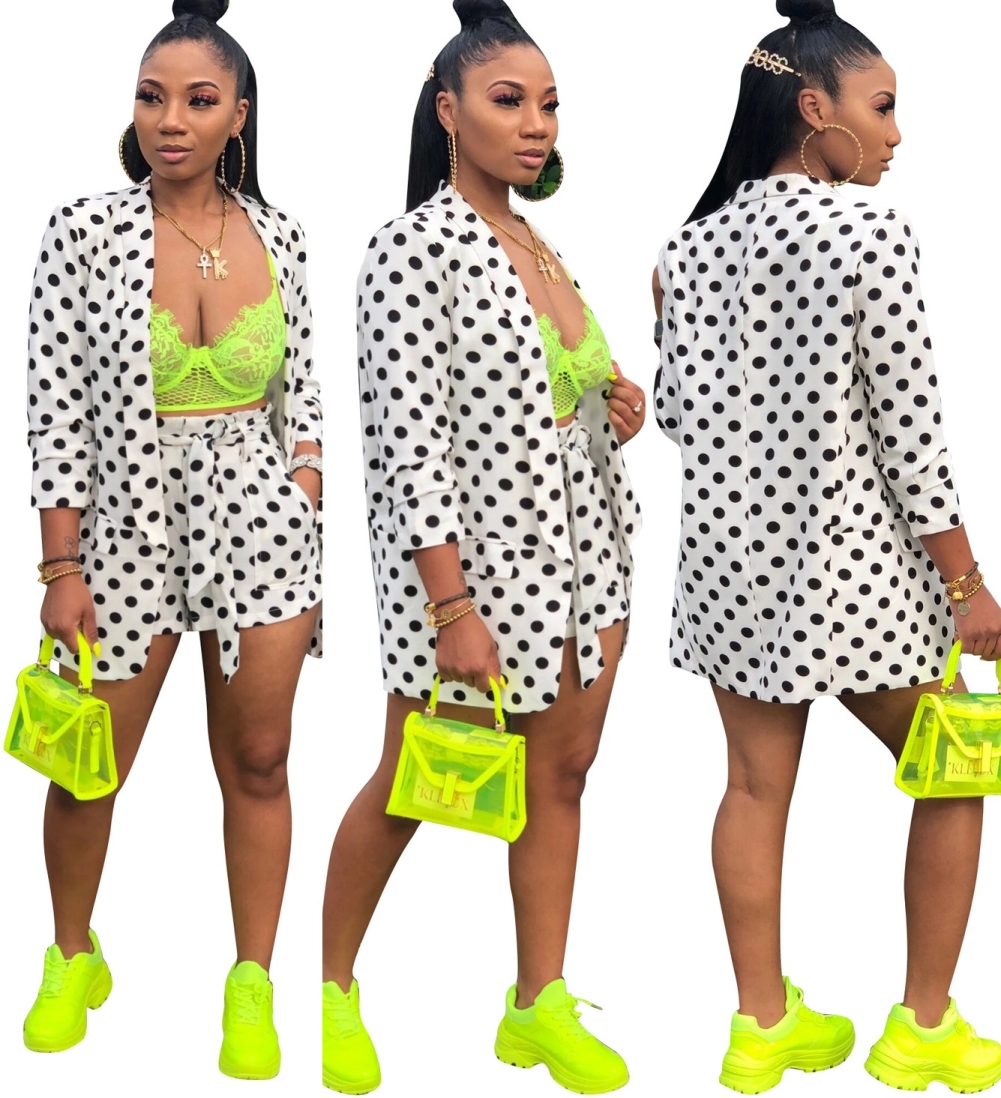 Polka Print Blazer and Shorts Set