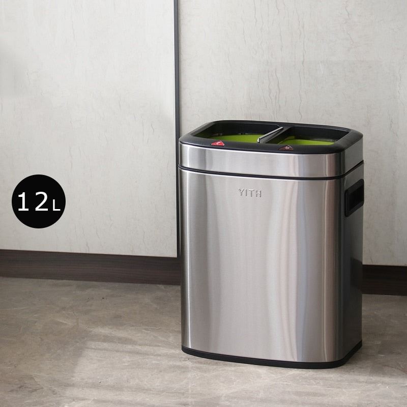 Large Trash Can Stainless Steel Ecoco Waste Bin Recycling Outdoor Kitchen Accessories Poubelle Garbage
