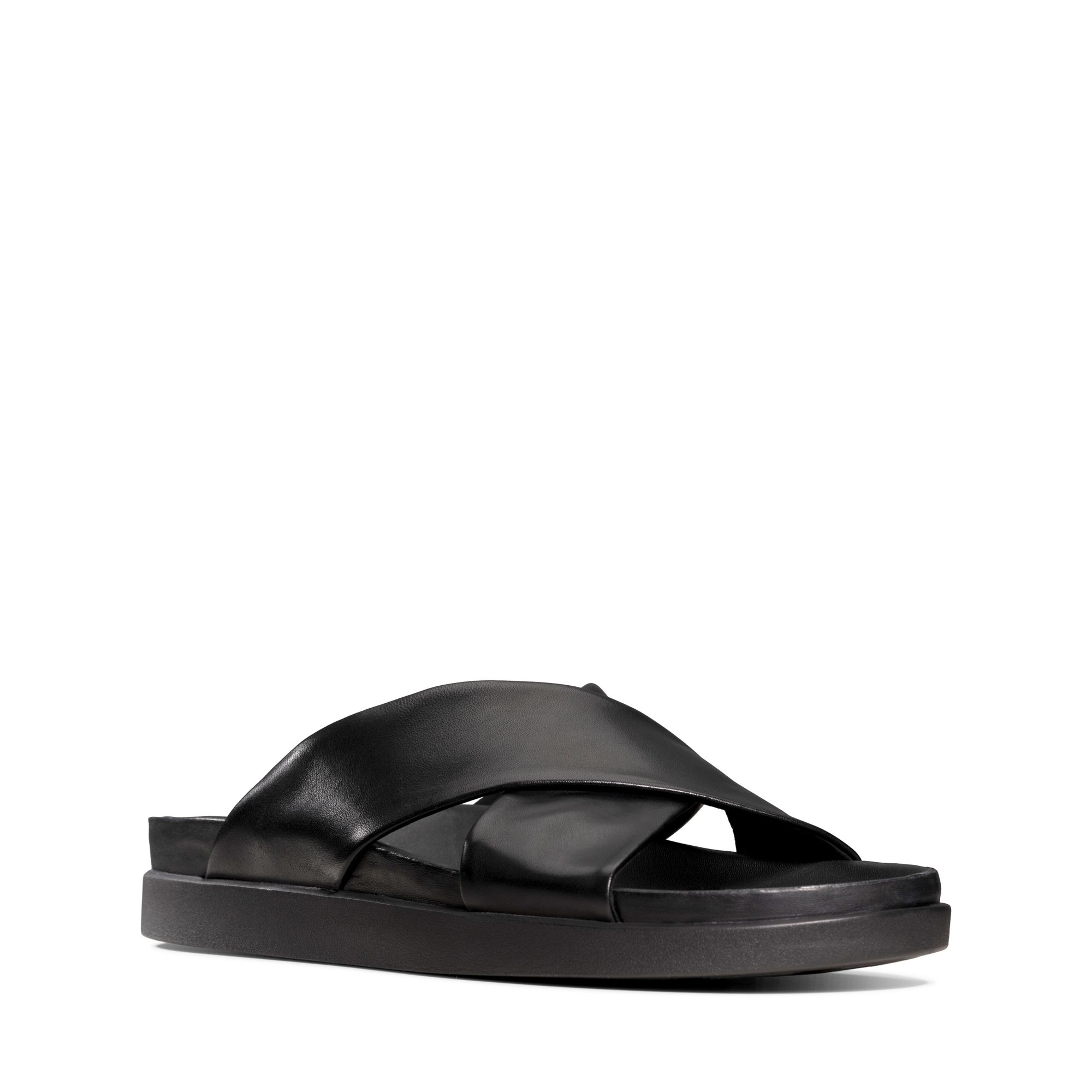 Men Sandals Sunder Cross Black Leather