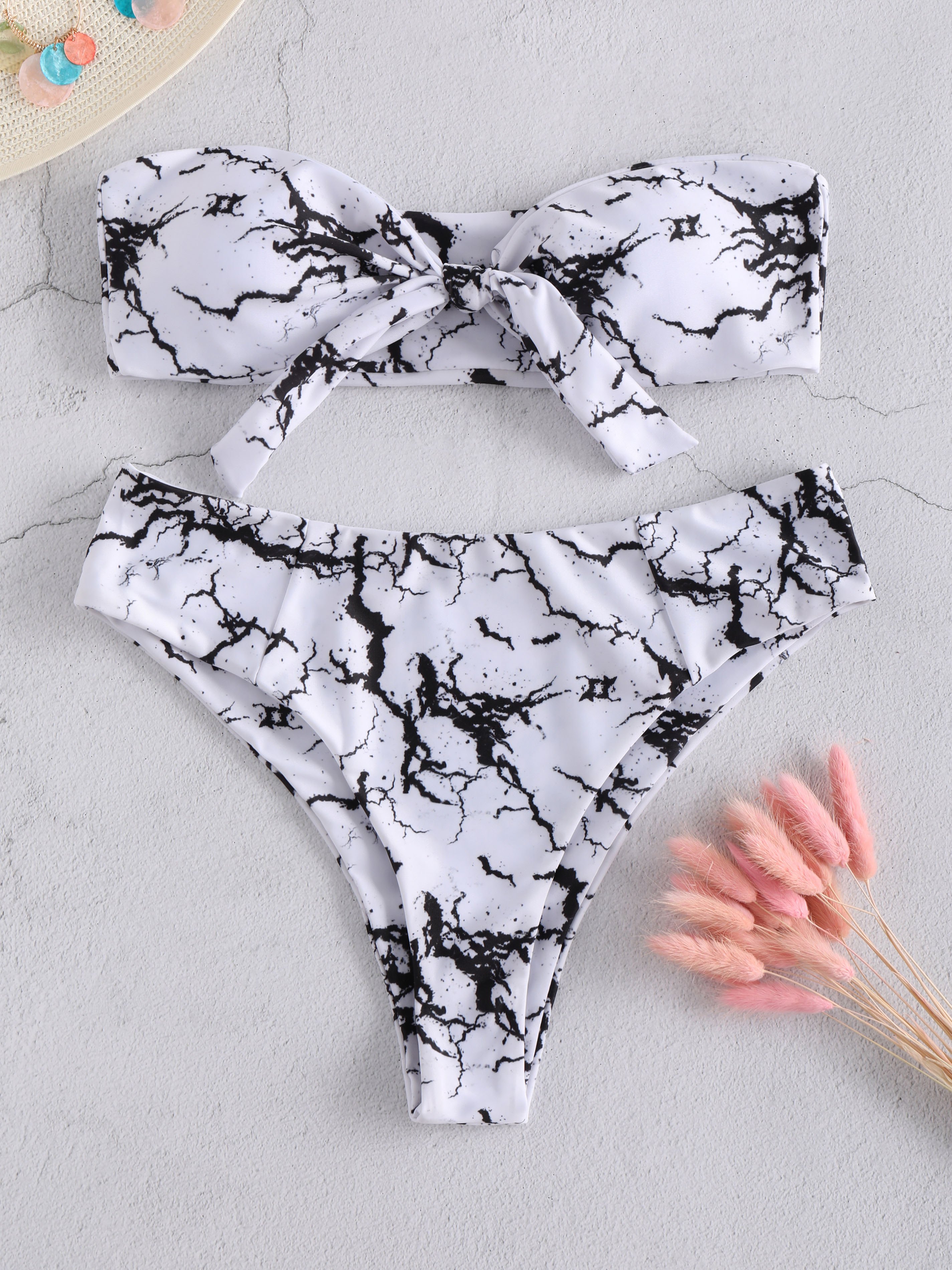 Ink Tie Dye Tie Front Bikini