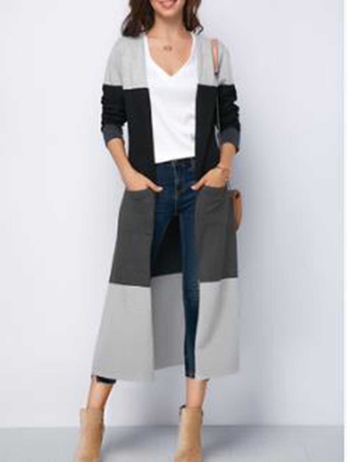 Fashion Round Neck Long Sleeve Cardigan