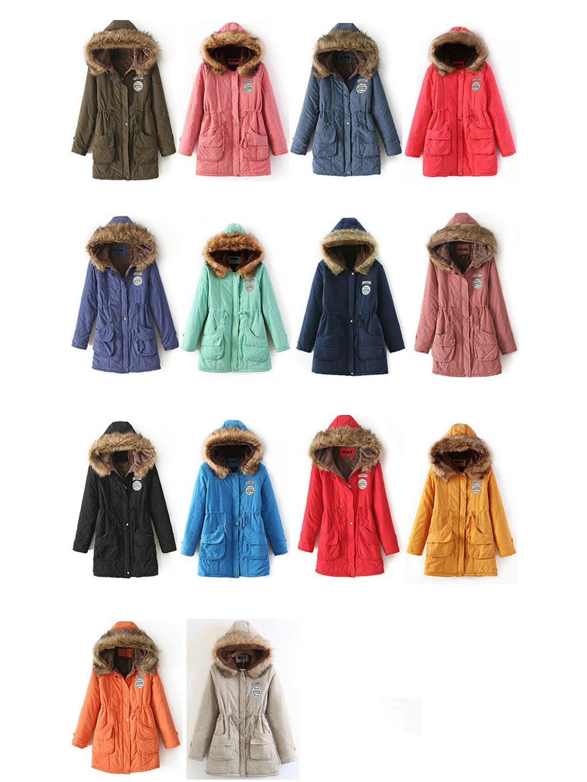 Khaki Solid Pockets Hoodie Casual Quilted Coat