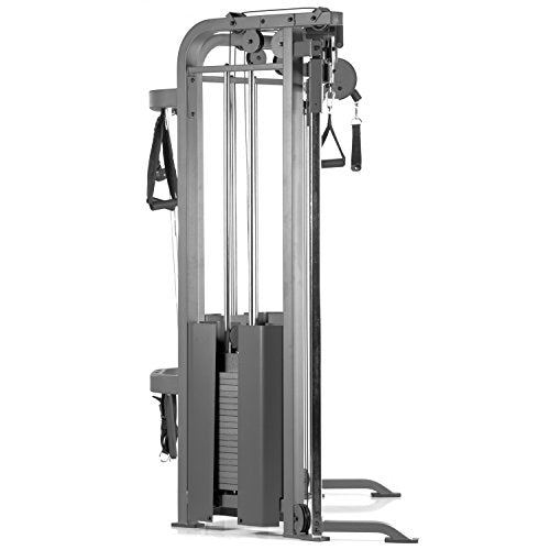 XMARK Functional Trainer Cable Machine with Dual 200 lb Weight Stacks, 19 Adjustments- Silver