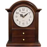 Arch-top mantel clock, antique style, container clock with 2-drawers, hardwood classy home decor