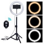 Ring Light With Tripod Photography Round Ring Lamp Phone Holder Dimmable Ringlight