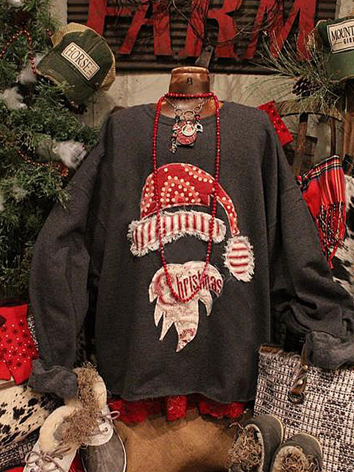Christmas loose long sleeve printed sweatshirt