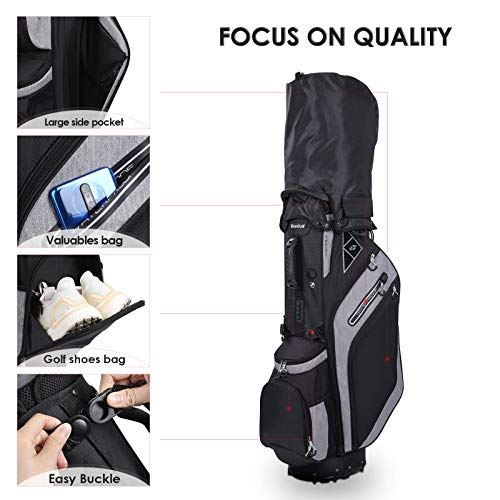 Golf Stand Bag 14 Way Top Dividers Ergonomic with Stand 8 Pockets, Dual Strap