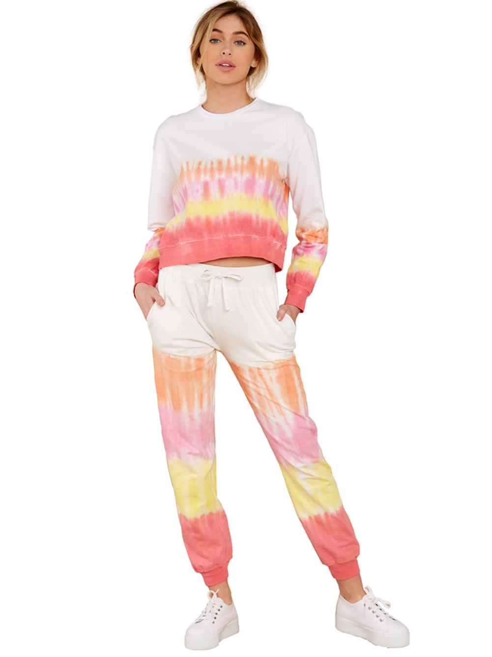 Autumn Tie Dye Matching Top and Pants Lounge Wear