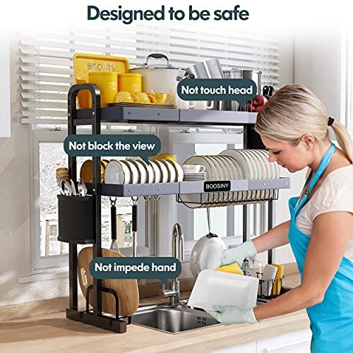 Over The Sink Dish Drying Rack, Boosiny 2 Tier