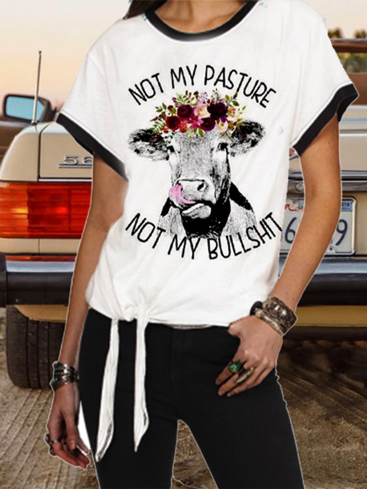 White Vintage Short Sleeve Jersey Printed Shirts & Tops