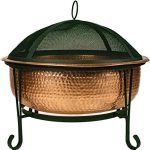 Global Outdoors 26��� Genuine Copper Fire Pit with Screen, Cover and Safety Poker