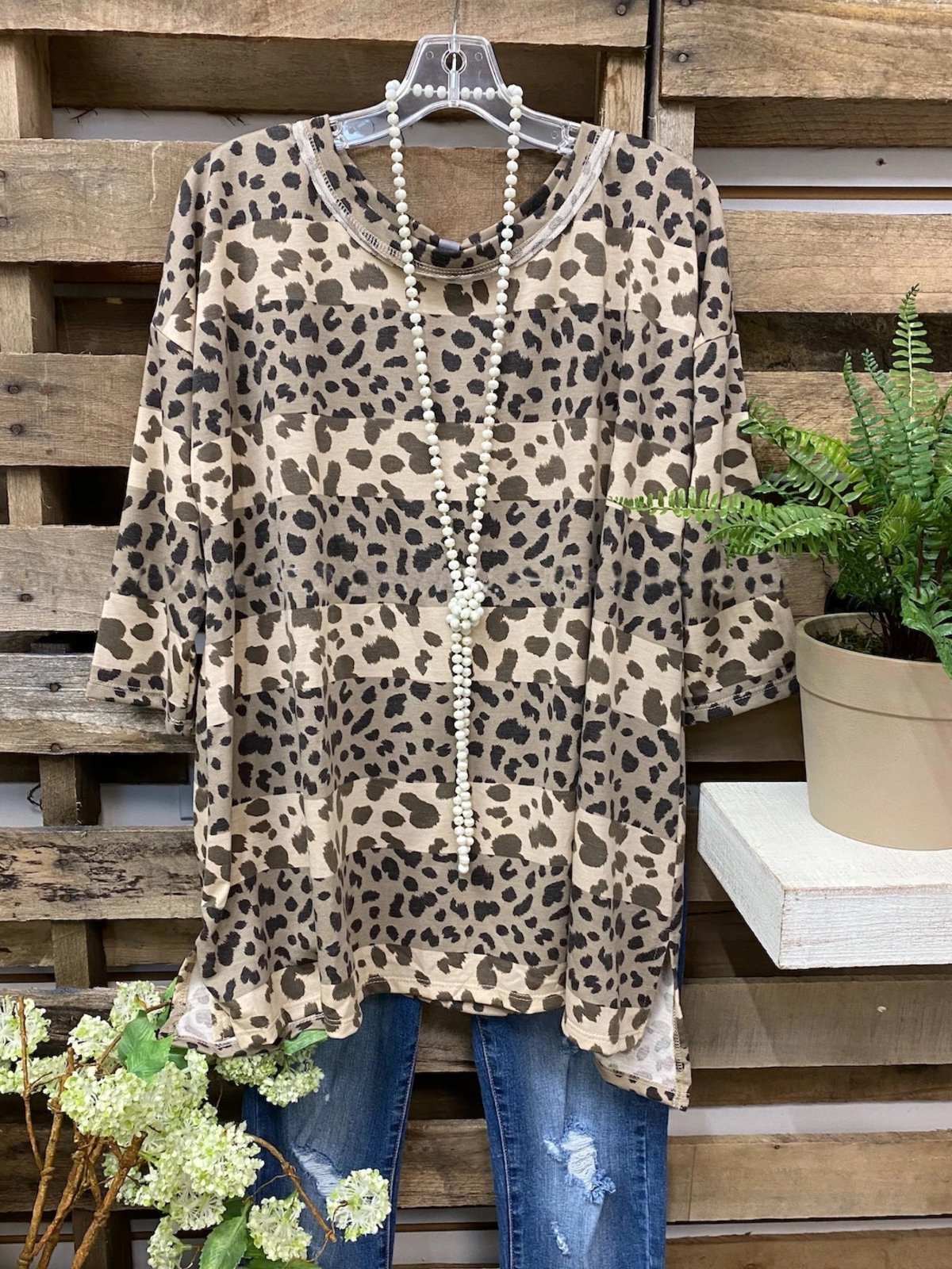 Leopard Casual Crew Neck Half Sleeve Shirts & Tops