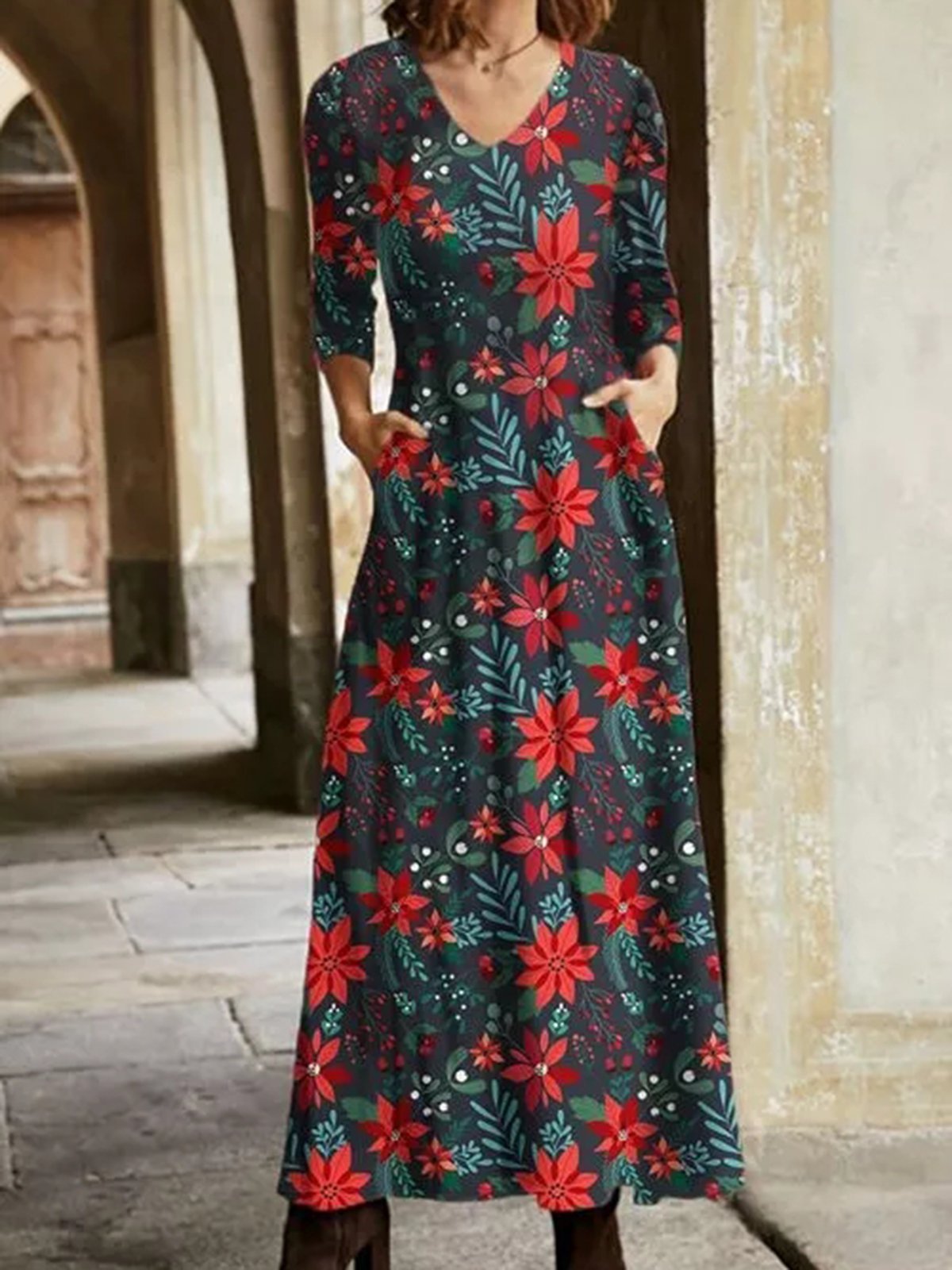 Casual Floral Long Sleeve Dresses