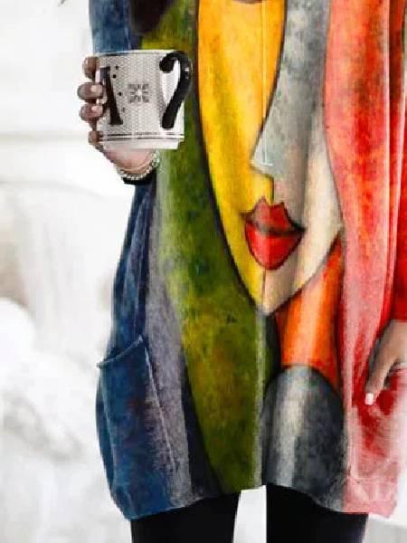 Abstract Long Sleeve Casual Shirts & Tops