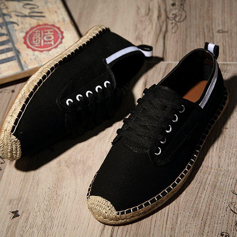 Canvas Lace-up Flat Shoes