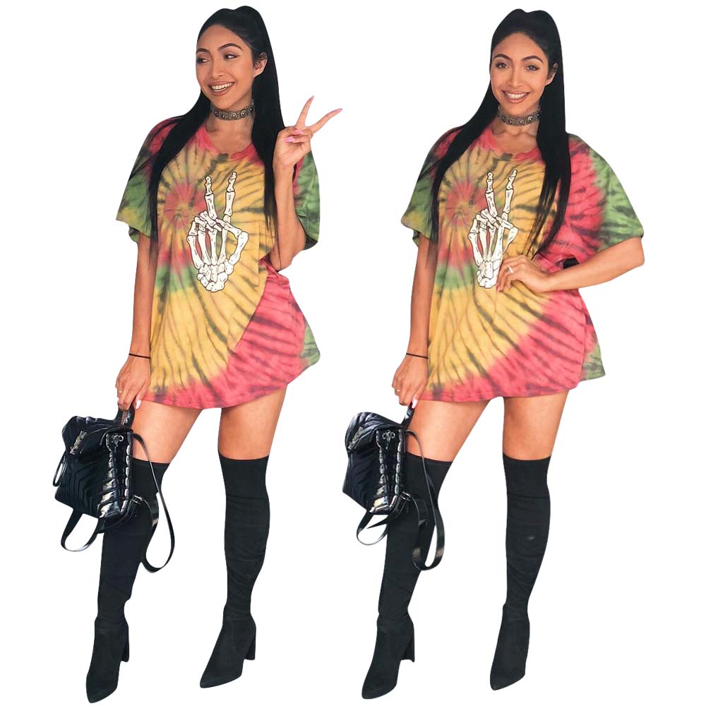 Print Colorful O-Neck Loose Shirt