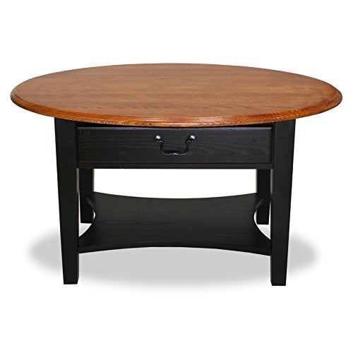 Leick Home 9044-SL One Drawer Oval Coffee Table with Shelf