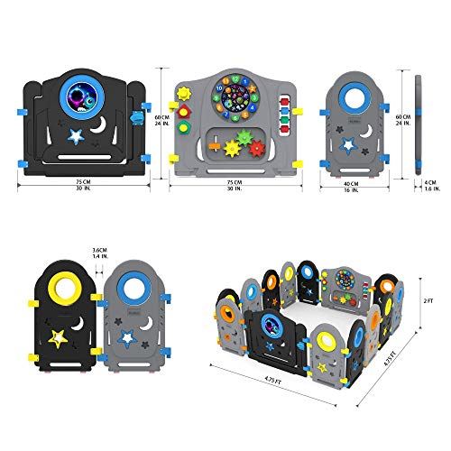 Safe Zone Playpen Gray Black Baby Playpen – Kids Activity Center Playard