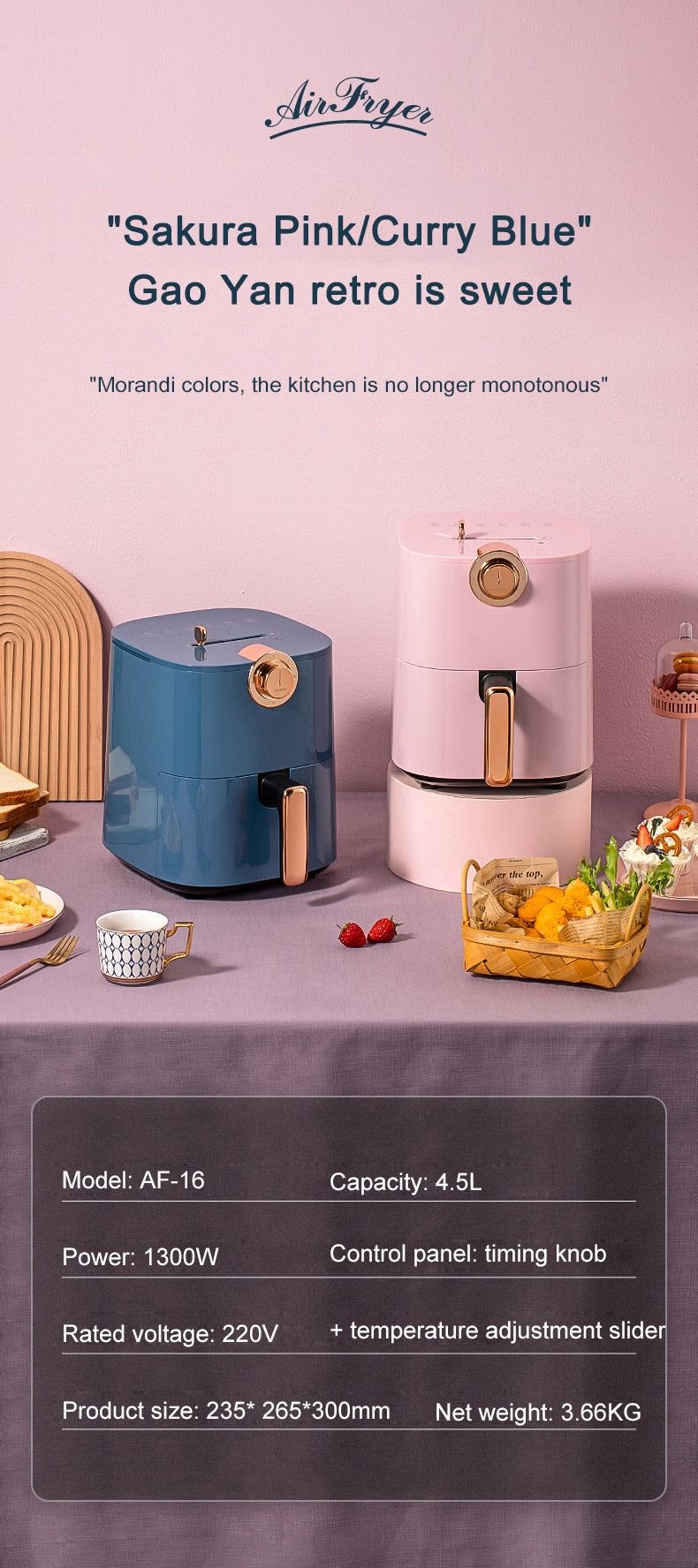 4.5L Electric Air Fryer Without Oil Home Cooking Intelligent temperature control timing