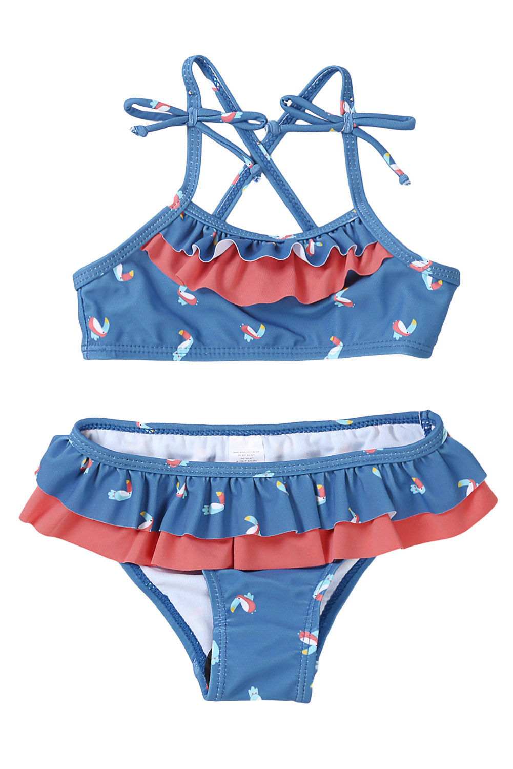 Sail Blue Little Girls Ruffle Bikini with Print