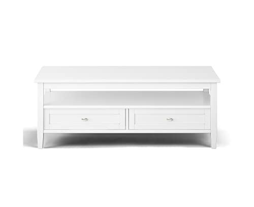 SIMPLIHOME Solid WOOD 48 inch Wide Rectangle Transitional Coffee Table