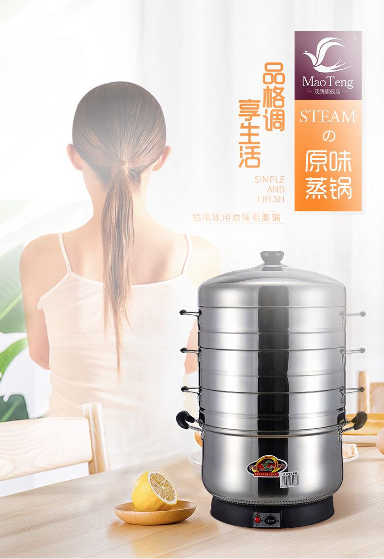 Electric Steamer Multi-layer Automatic Power-off Large Capacity Stainless Steel Steamer Food Warmer Steamer