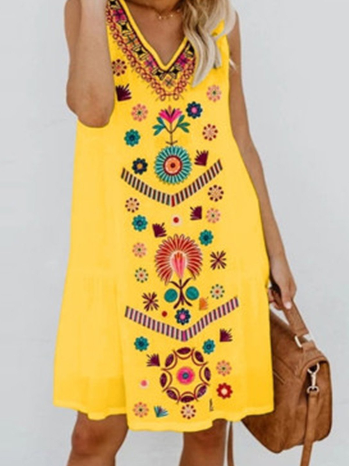 Women Casual Printed Tops Tunic Dress