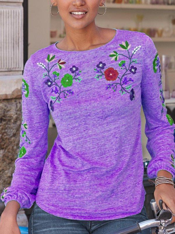 Crew Neck Long Sleeve Shirts & Tops