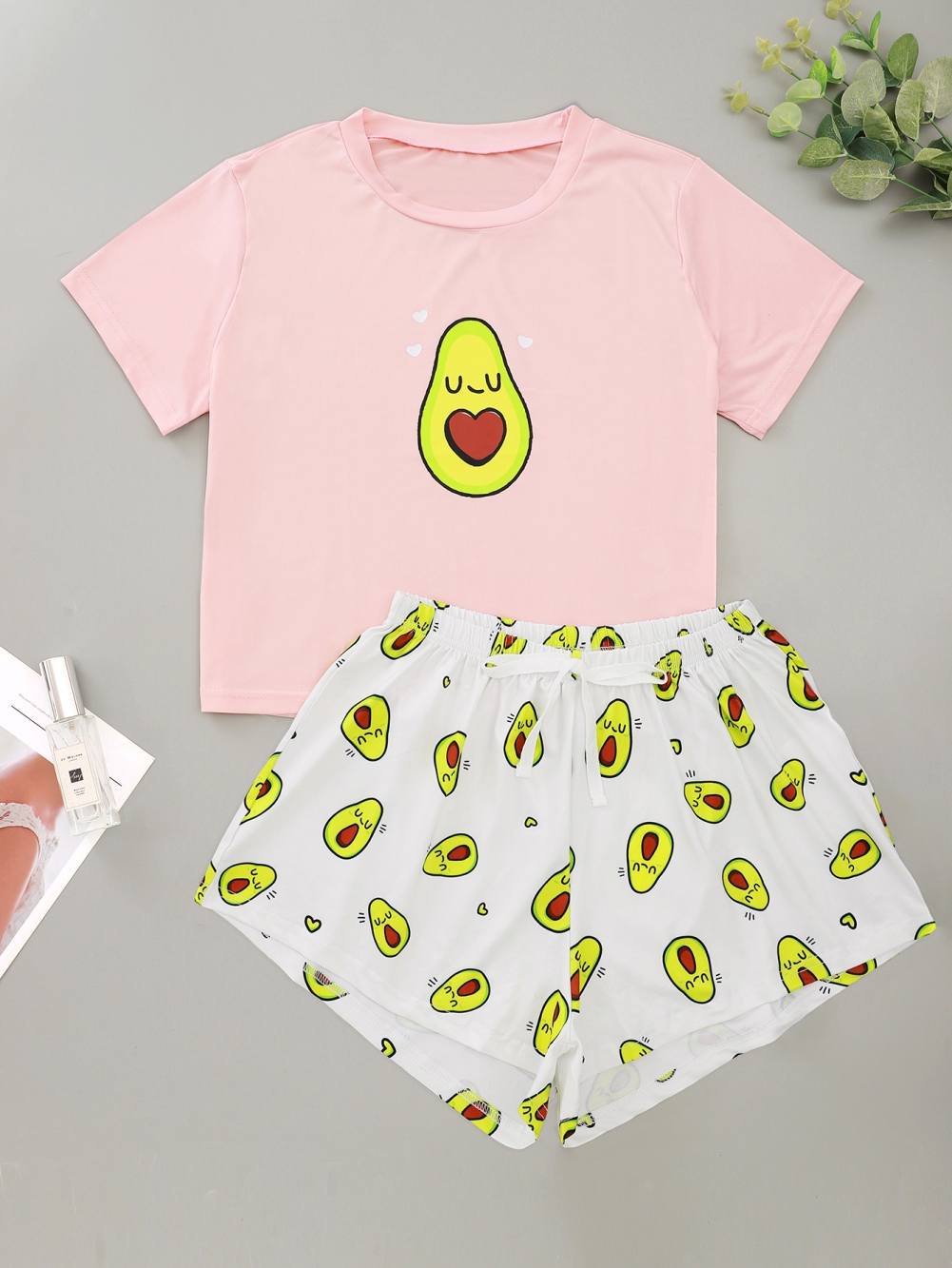 Women Summer Print Two Piece Shorts Pajama Set