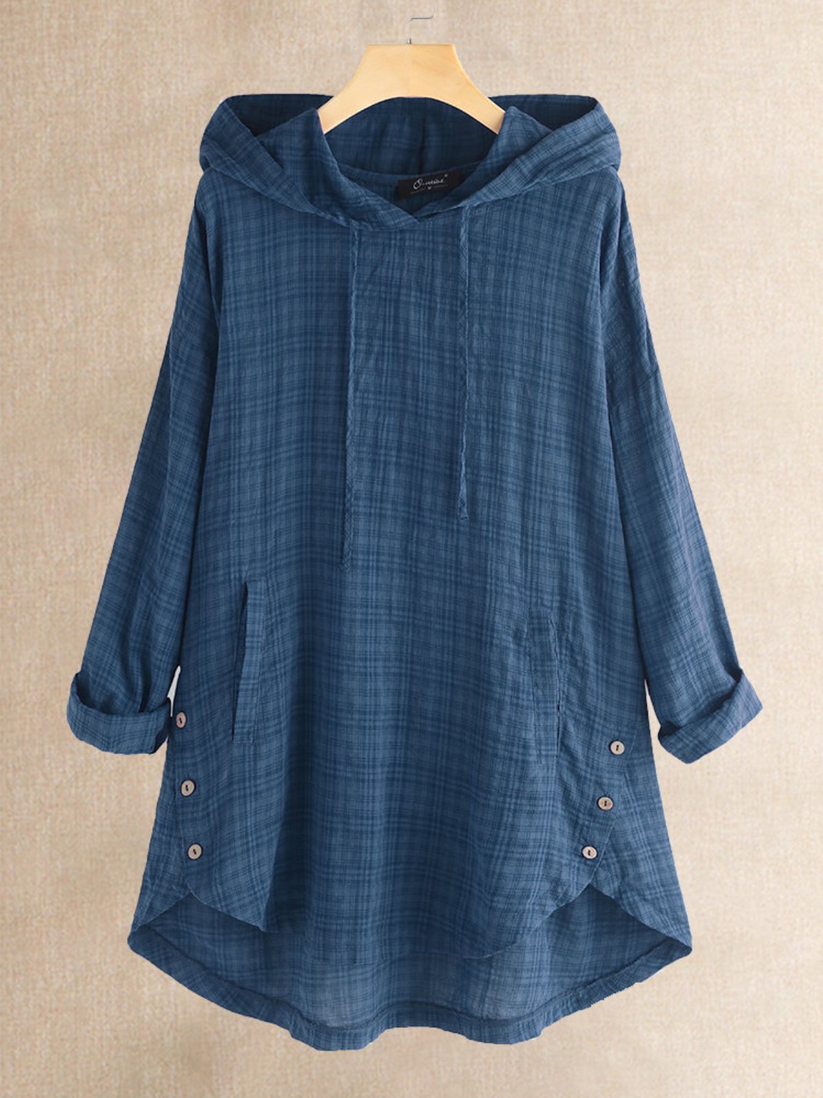 Casual Buttoned Hoodie Shirts & Tops