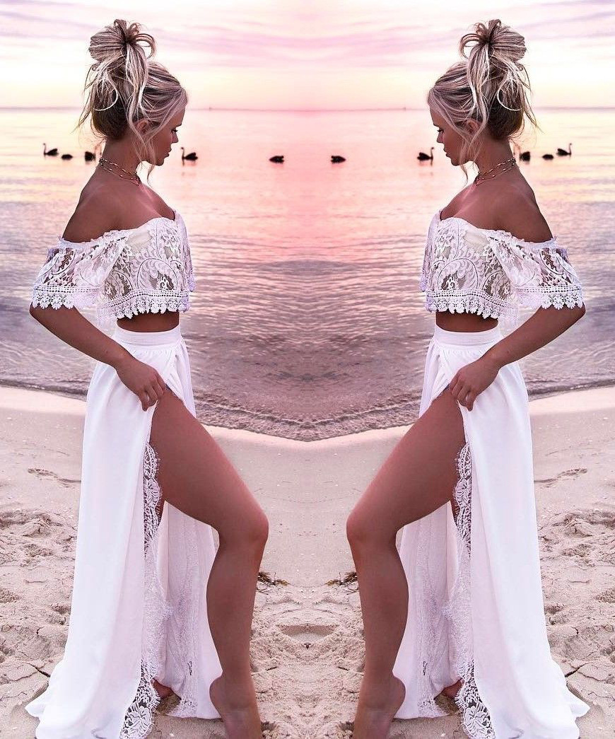 Sexy boat neck bare shoulders dress