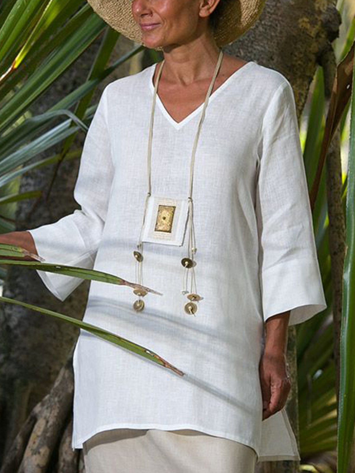 3/4 Sleeve Casual Solid Shirts