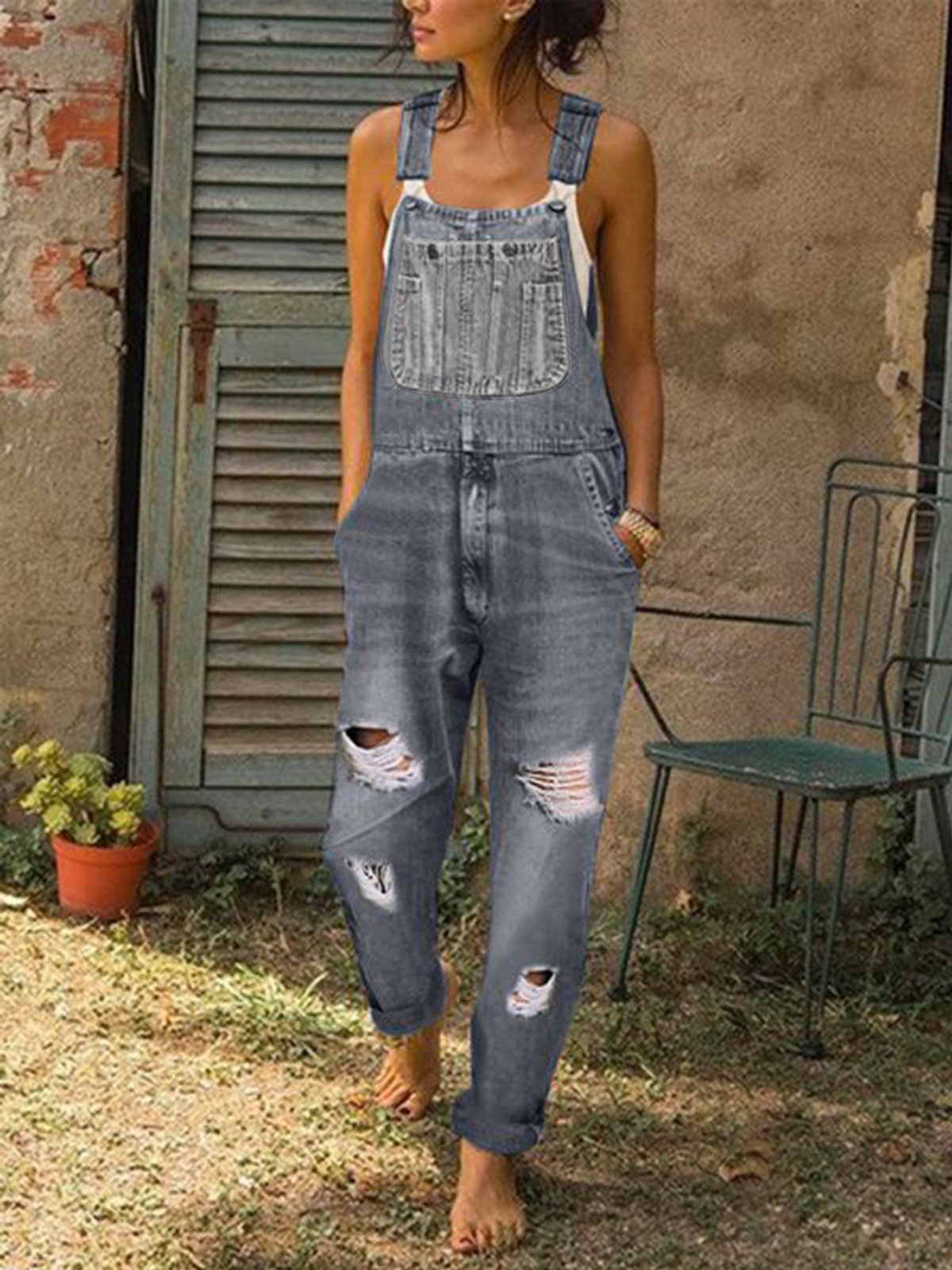 Women's Casual Denim Rompers