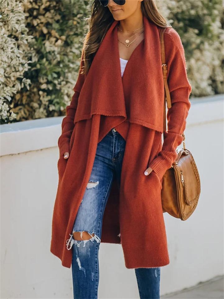 Temperament Solid Color Knitted Stylish Coat