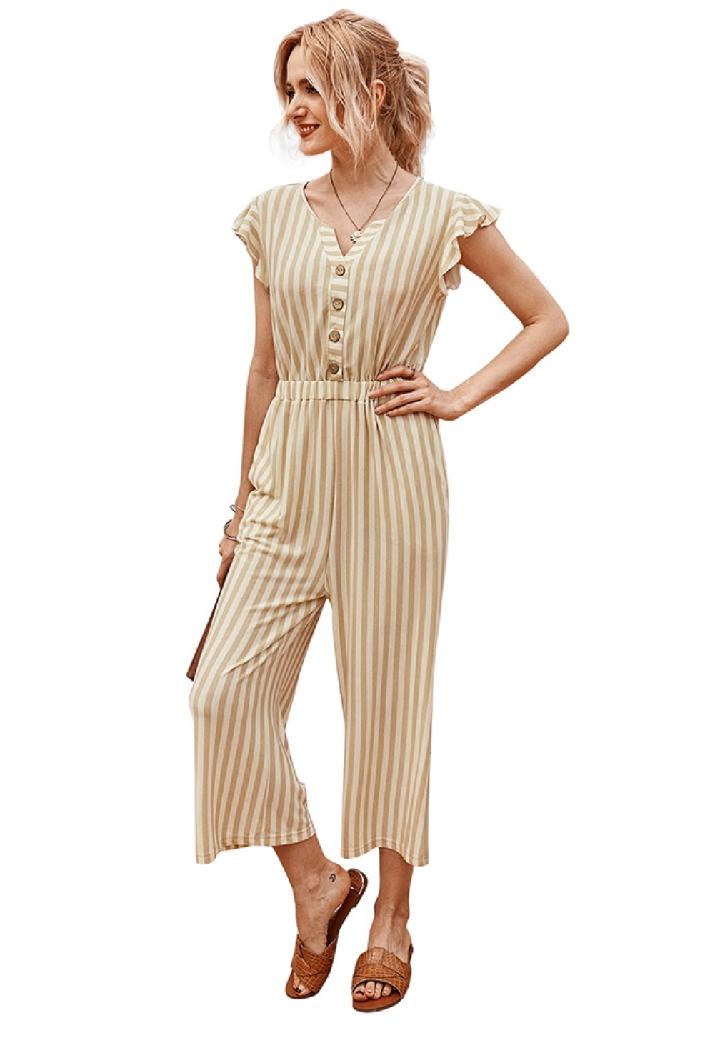 Summer Casual Stripes Loose Jumpsuit