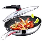 Stainless Steel Non Stick Frying Wok Pan With Lid, PFA,PFOA Free, Wok Stir Fry Pan